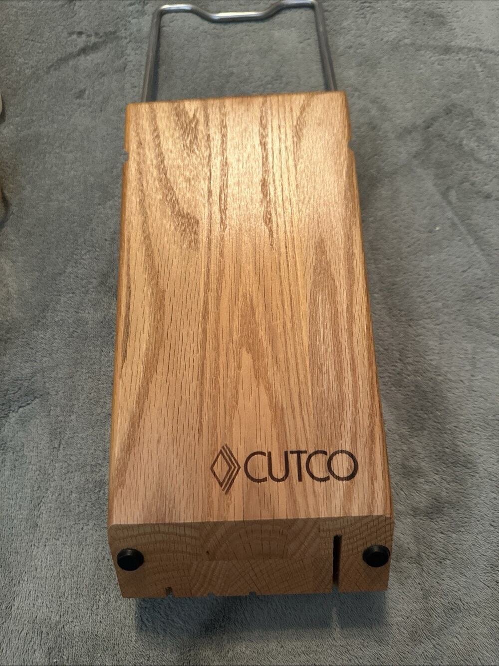NEW Cutco Space Saver Knife Block 5-Slot Wood Honey Oak Hang or Sit Metal Bar